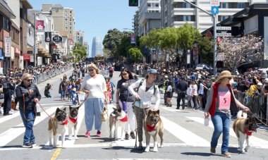 San Francisco, CA - 21 Nisan 2024: 57. Geleneksel Kiraz Çiçeği Festivali 'nin Birleşik Katılımcıları.