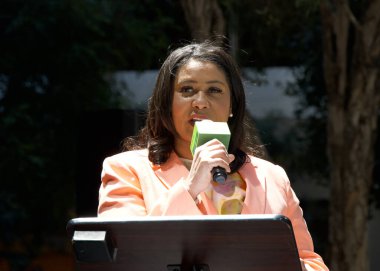 San Francisco, CA - 9 Mayıs 2024: Başkan London Breed, SF New Deal ortaklığıyla Vacant to Vibrant programını tanıtan bir etkinlikte konuşma yapacak.