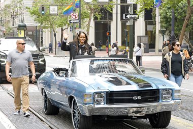 San Francisco, CA - 8 Haziran 2024: Bölge Savcısı Brooke Jenkins, Market Caddesi 'ndeki 2..