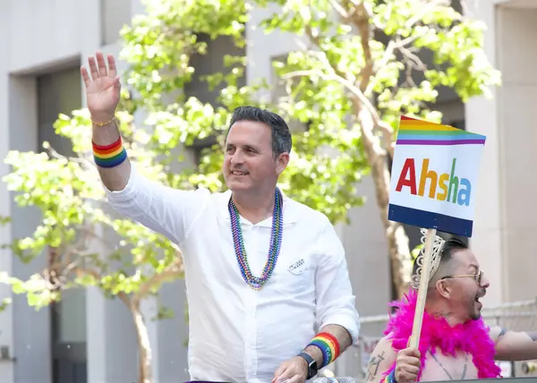 stock image San Francisco, CA - June 30, 2024:  Supervisor Ahsha Safai participating  in  the 54th annual Gay Pride Parade going up Market. This years theme, Beacon of Love.