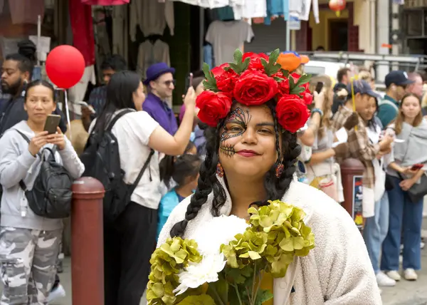 stock image San Francisco, CA - Aug 17, 2024: Participants in the second annual Hungry Ghost King Festival Parade walking from Rose Pak station to Portsmouth Square in China Town.