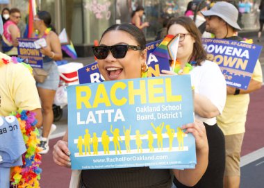 Oakland, CA - Sept 8, 2024: Participants in the 14th annual Gay Pride Parade in downtown Oakland. This years theme, Rooted in Pride, clipart