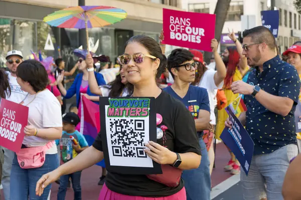 stock image Oakland, CA - Sept 8, 2024: Participants in the 14th annual Gay Pride Parade in downtown Oakland. This years theme, Rooted in Pride,