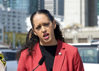 San Francisco, CA - 16 Eylül 2024: Bölge Savcısı Brooke Jenkins, San Francisco 'daki kamu güvenliğini artırmaya devam edecek yeni teknolojiyle ilgili basın toplantısında konuştu.