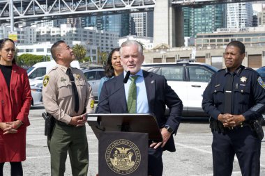 San Francisco, CA - 16 Eylül 2024: LVT Tech, San Francisco 'daki kamu güvenliğini artırmaya devam edecek yeni teknolojiyle ilgili basın toplantısında konuştu.