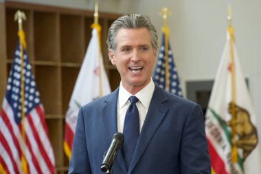 Turlock, CA - 6 Ocak 2025: CA Valisi Gavin Newsom Kaliforniya 'daki ilk projeler ve önümüzdeki mali yılın bütçe ana hatlarını gösteren basın toplantısında konuştu