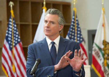 Turlock, CA - 6 Ocak 2025: CA Valisi Gavin Newsom Kaliforniya 'daki ilk projeler ve önümüzdeki mali yılın bütçe ana hatlarını gösteren basın toplantısında konuştu