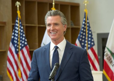 Turlock, CA - 6 Ocak 2025: CA Valisi Gavin Newsom Kaliforniya 'daki ilk projeler ve önümüzdeki mali yılın bütçe ana hatlarını gösteren basın toplantısında konuştu