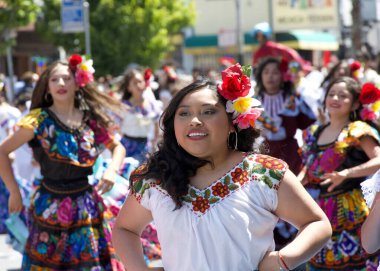 San Francisco, CA - 25 Mayıs 2025: Mission District 'teki yıllık Karnaval Fetival Parade' e katılanlar. Batı yakasının en büyük çok kültürlü kutlaması..