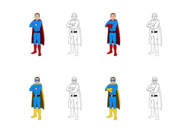 Süper kahraman karakter çizgi film tasarım illüstrasyon vektörü biçim, tasarım ihtiyaçları, logo, illüstrasyon, animasyon vs. için uygun.