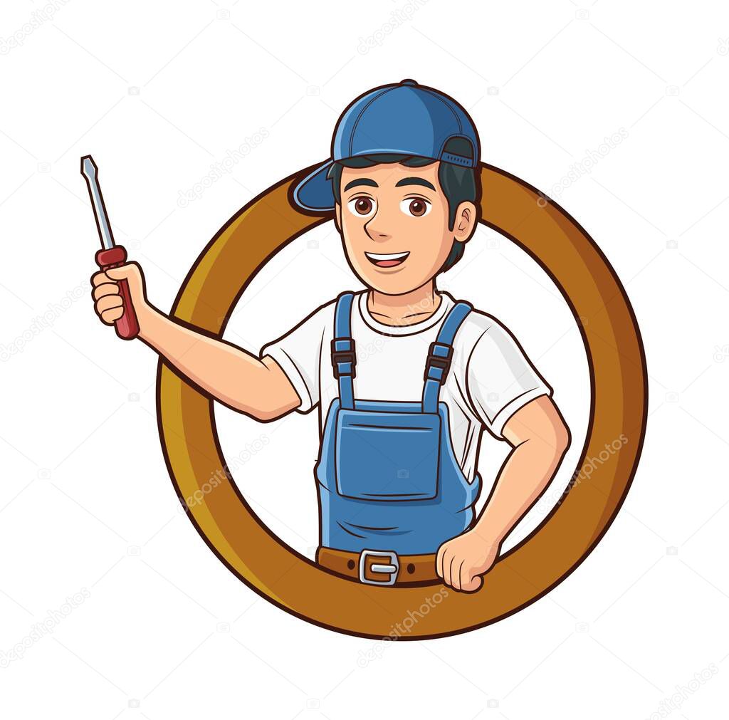 HVAC Service Cartoon Character Design Illustration vector eps format , suitable for your design needs, logo, illustration, animation, etc.