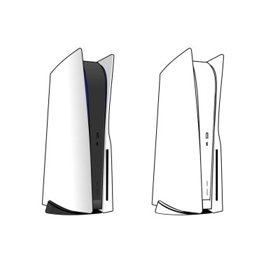 Playstation 5 Oyun Konsolu Tasarım Çizim Vektörü biçimi, tasarım ihtiyaçlarınız, logonuz, illüstrasyonunuz, animasyonunuz vs. için uygundur.