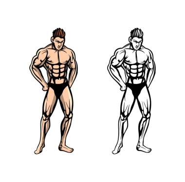 Vücut Geliştirme Tasarımı Çizim Vektörü eps biçimi, tasarım ihtiyaçlarınız, logonuz, illüstrasyonunuz, animasyonunuz vs. için uygundur.