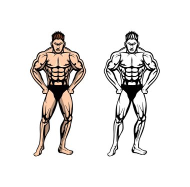 Vücut Geliştirme Tasarımı Çizim Vektörü eps biçimi, tasarım ihtiyaçlarınız, logonuz, illüstrasyonunuz, animasyonunuz vs. için uygundur.