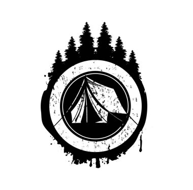 Kamp Grunge Logo Tasarım Vektör Formatı tasarımınız için uygun logo illüstrasyon animasyonu vs.