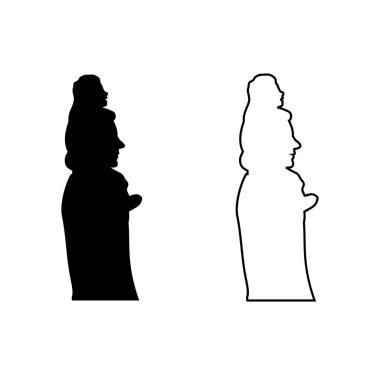 Baba ve Kız Siluet Tasarım Çizim Vektörü tasarımınız için uygun format logo illüstrasyon animasyonu vs.