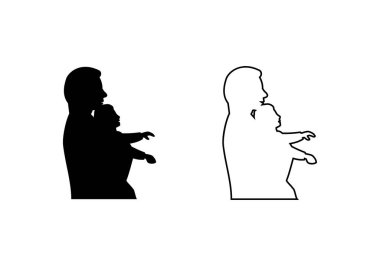 Baba ve Kız Siluet Tasarım Çizim Vektörü tasarımınız için uygun format logo illüstrasyon animasyonu vs.