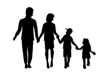 Aile Silueti Karakter Tasarımı Çizim vektörü biçimi tasarımınız için uygun logo illüstrasyon animasyonu vs.