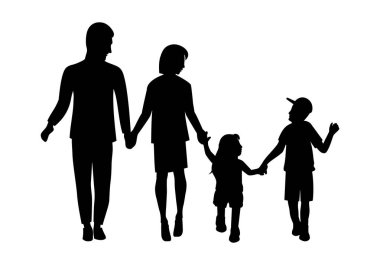 Aile Silueti Karakter Tasarımı Çizim vektörü biçimi tasarımınız için uygun logo illüstrasyon animasyonu vs.