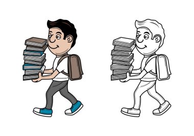 Öğrenci Doodle Çizgi Film Karakteri Tasarım Çizim Vektörü, tasarım için uygun formatı logo illüstrasyon animasyonu vs.