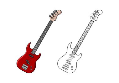 Elektro Bass Gitar Tasarımı İllüstrasyon vektörü biçimi tasarımınız için uygun logo illüstrasyon animasyonu vs.