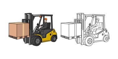 Forklift Aracı Sürücü Çizim Tasarımı İllüstrasyon vektörü ile sizin tasarımınız için uygun format logo illüstrasyon animasyonu vs.