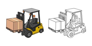 Forklift Aracı Sürücü Çizim Tasarımı İllüstrasyon vektörü ile sizin tasarımınız için uygun format logo illüstrasyon animasyonu vs.