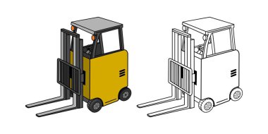 Elektrik Forklift Aracı Çizgi Tasarım Çizim Çizimi Çizim Vektörü, tasarımınız için uygun formatı logo illüstrasyon animasyonu vs.