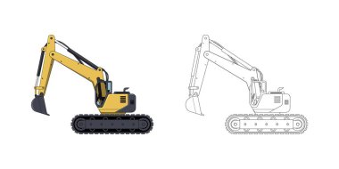 Kazı Aracı Çizim Tasarımı Çizim Tasarımı Çizim Vektörü, tasarımınız için uygun biçime sahip logo illüstrasyon animasyonu vs.