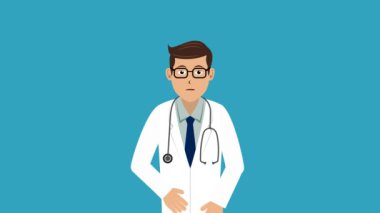 Doctor Lipsync Sunum Animasyon Mavi Arkaplan Video 4K Projen için uygun Eğitim, şirket, pazarlama vs.
