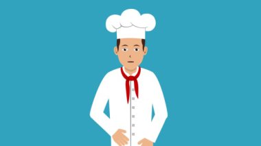 Şef Lipsync Sunum Animasyon Mavi Arkaplan Video 4K Projen için uygun Eğitim, şirket, pazarlama vs.