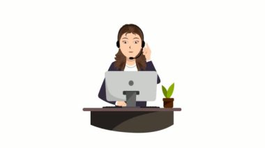 Kadın Müşteri Destek Animasyonu Video 4K projeniz için uygun eğitim şirketi pazarlaması vs.