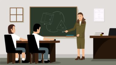 Bayan Öğretmen Animasyon Odası Animasyon Videosu 4K Projen için uygun Eğitim şirketi pazarlaması vs.