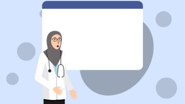 Müslüman Kadın Pulmonolog Sunum Animasyon Video 4K Projen için uygun Eğitim şirketi pazarlaması vs.