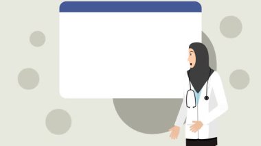 Müslüman Kadın Dişçi Sunum Animasyon Video 4K Projen için uygun Eğitim şirketi pazarlaması vs.