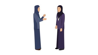 Müslüman İş Kadınları El sıkışma Animasyon Video 4K Proje ihtiyaçlarınız için uygun
