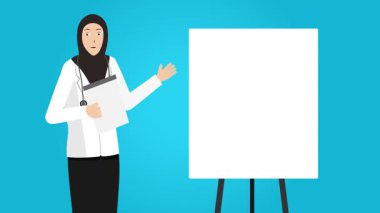 Müslüman Kadın Doktor Sunum Canlandırma Video 4K Proje ihtiyaçlarınız için uygun