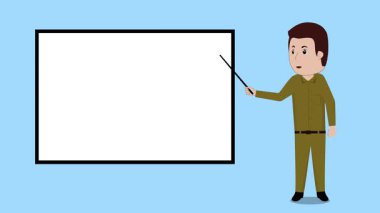 Çizgi film öğretmeni Ekran Canlandırması Video 4K ile ders veriyor Proje ihtiyaçlarınız için uygun