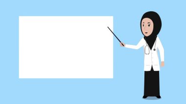 Şirin Müslüman Kadın Doktor Sunum Animasyon Video 4K Proje ihtiyaçlarınız için uygun