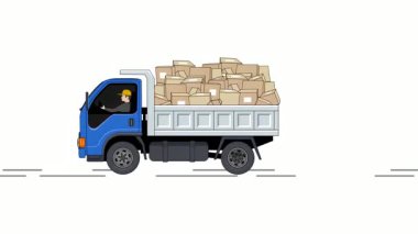 Proje ihtiyaçlarınız için uygun bir Kamyon Yükü Paket Kutuları Canlandırma Video 4K