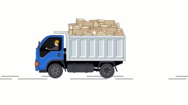 Proje ihtiyaçlarınız için uygun bir Kamyon Yükü Paket Kutuları Canlandırma Video 4K