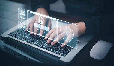 Cyber security and Security password login online concept  Hands typing and entering username and password of social media, log in with smartphone to an online bank account, data protection hacker