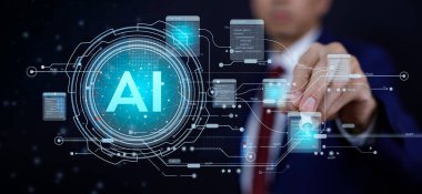 Yapay Zeka (yapay zeka), büyük veri ağında, dijital dönüşüm teknolojisi stratejisinde, internet şeylerinde. Fikirlerin dönüşümü ve teknolojinin dijital ortamda benimsenmesi
