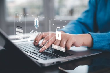 Cyber security and Security password login online concept  Hands typing and entering username and password of social media, log in with smartphone to an online bank account, data protection hacker