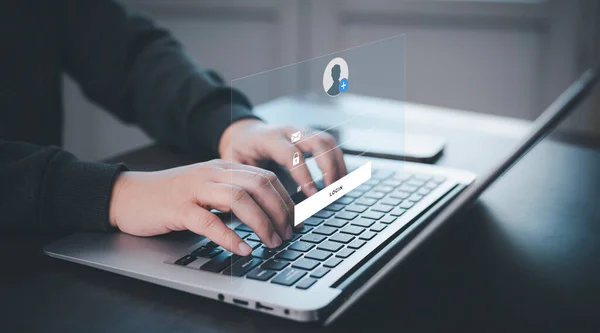 Cyber Security Security Password Login Online Concept Hands Typing Entering — Stock Photo, Image