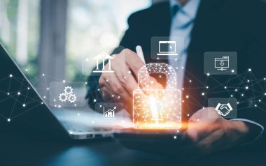 Cyber security and Security password login online concept  Hands typing and entering username and password of social media, log in with smartphone to an online bank account, data protection hacker