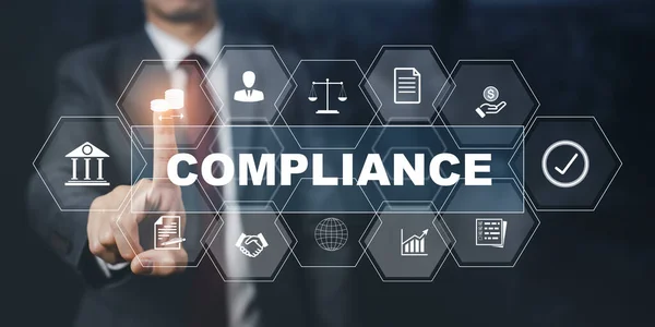Business with Compliance Rules Law Regulation Policy Business Technology concept, business technology, Compliance with Standards, Regulations, and Requirements to pass audits and manage quality.