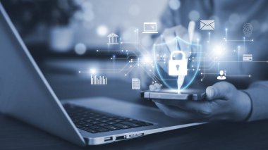 Cyber security and Security password login online concept  Hands typing and entering username and password of social media, log in with smartphone to an online bank account, data protection hacker