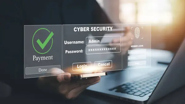 Cyber security payment online and Security password login online concept  Hands typing and entering the username, logging in with smartphone to an online bank account, data protection hacker