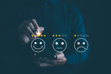 Müşteri ile Elle Dokunma değerlendirmesi memnuniyet anketi konsepti, Kullanıcılar online başvuru, itibar sıralamasına öncülük eden hizmet deneyimi derecesi 